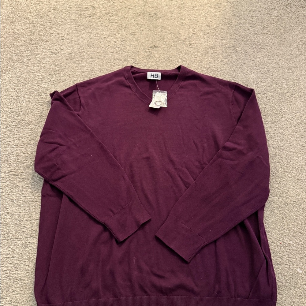 Harbor Bay Men's V-Neck Sweater in Deep Purple